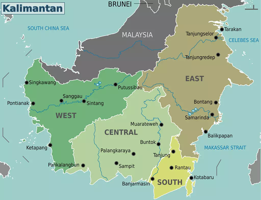 map of borneo kalimantan
